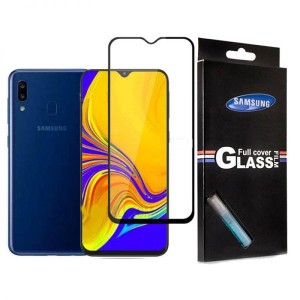 محافظ صفحه نمایش شیشه ای با پوشش کامل تمام چسب Full cover glass screen protector Samsung Galaxy A20/Galaxy A30/Galaxy A50