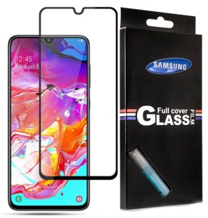 محافظ صفحه نمایش شیشه ای با پوشش کامل تمام چسب Full cover glass screen protector Samsung Galaxy A70