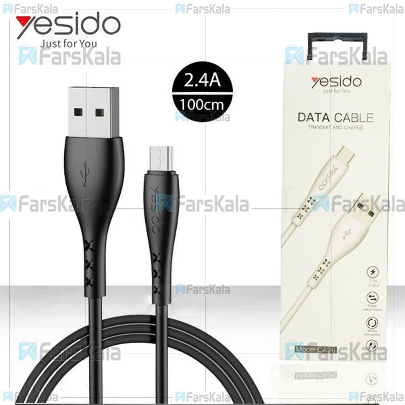 کابل میکرو یو اس بی یسیدو با توان 2.4 آمپر Yesido CA26 Micro USB Cable