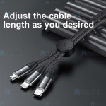 Baseus Car Co-sharing 1m 3.5A 3 in 1 USB to USB-C / Type-C + 8Pin + Micro USB Data Syn Charging Cable