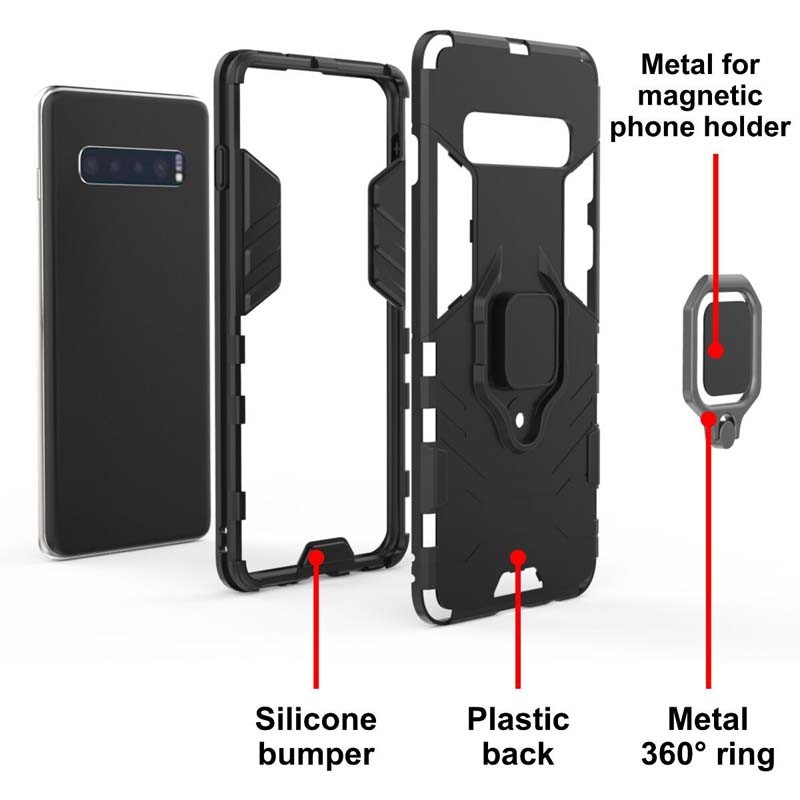 قاب محافظ ضد ضربه انگشتی سامسونگ Ring Holder Iron Man Armor Case Samsung Galaxy S10