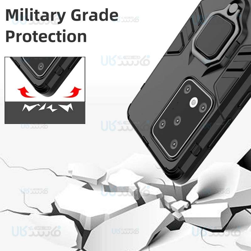 قاب محافظ ضد ضربه انگشتی سامسونگ Ring Holder Iron Man Armor Case Samsung Galaxy S20 Ultra