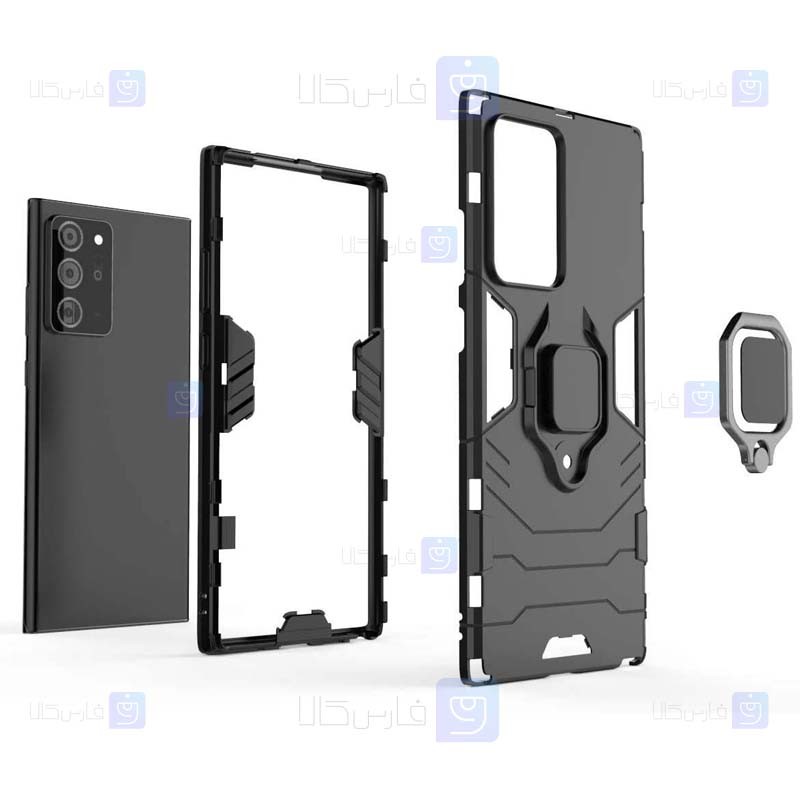قاب محافظ ضد ضربه انگشتی سامسونگ Ring Holder Iron Man Armor Case Samsung Galaxy Note 20 Ultra