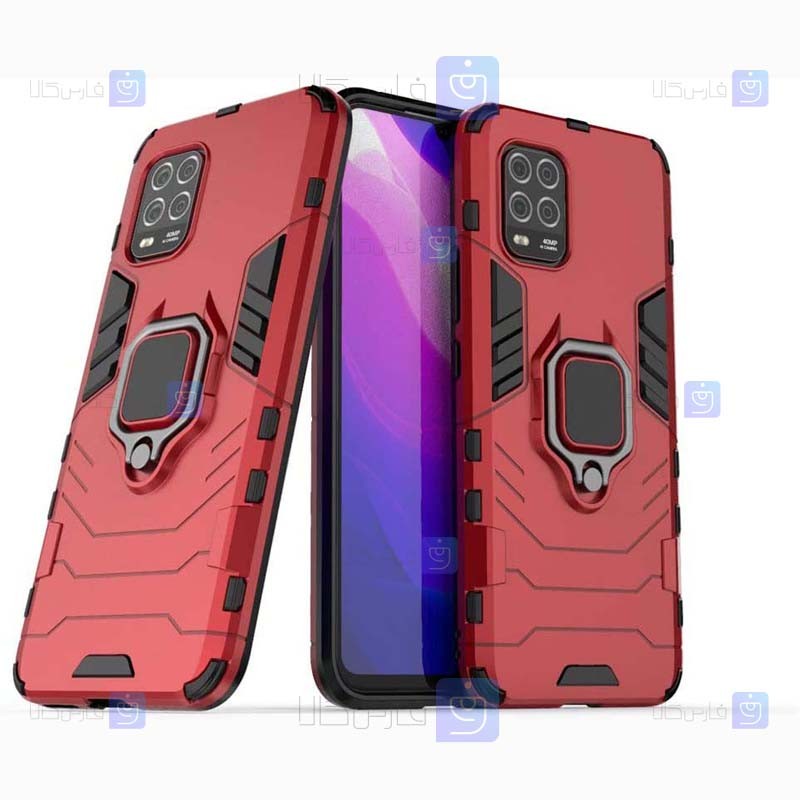 قاب محافظ ضد ضربه انگشتی شیائومی Ring Holder Iron Man Armor Case Xiaomi Mi 10 Lite 5G Mi10 Youth 5G