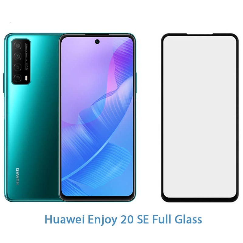 محافظ صفحه نمایش شیشه ای تمام چسب با پوشش کامل هواوی Full Glass Screen Protector For Huawei Enjoy 20 SE