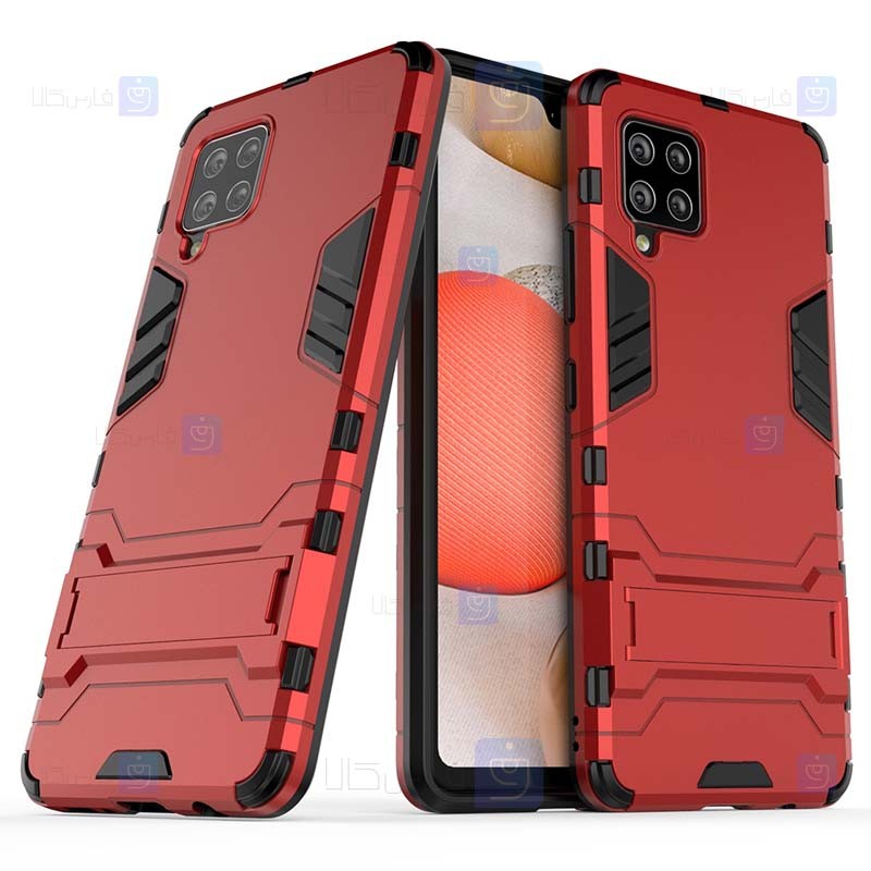 قاب محافظ استند دار سامسونگ Kick Stand Iron Man Armor Case Samsung Galaxy A42 5G