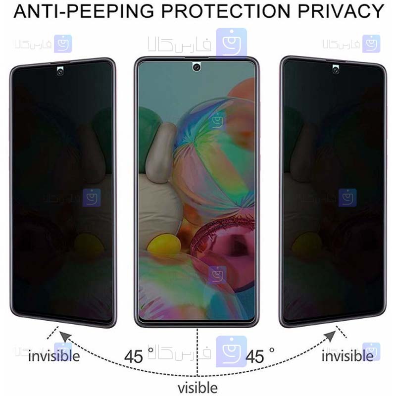 گلس حریم شخصی تمام چسب با پوشش کامل سامسونگ Privacy Full Screen Protector for Samsung Galaxy F62